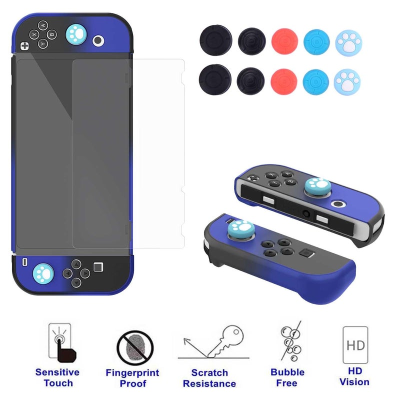 COMCOOL Dockable Case for Nintendo Switch Oled - [9 FT Military Grade Drop Protection] [with Tempered Glass Screen Protector and Thumb Grips] Protective Cover for Nintendo Switch Oled - Black Blue - Image 4